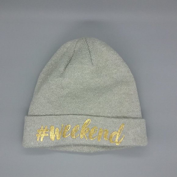 Gray #Weekend Beanie Hat Size 4-7 - Picture 1 of 8